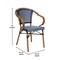 Flash Furniture Bordeaux French Bistro Stacking Chair w/Arms, Navy/White PE Rattan/Bamboo Print Alum Frame, 2PK 2-SDA-ADS642142-NVYWH-NAT-GG - alternate 5
